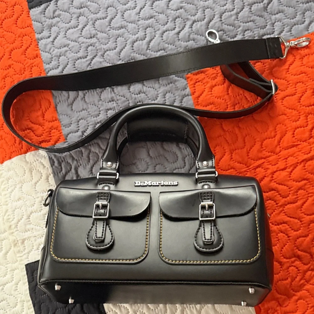 Dr. Martens Black Leather Top Handle Satchel bag with Buckles - Picture 6 of 6